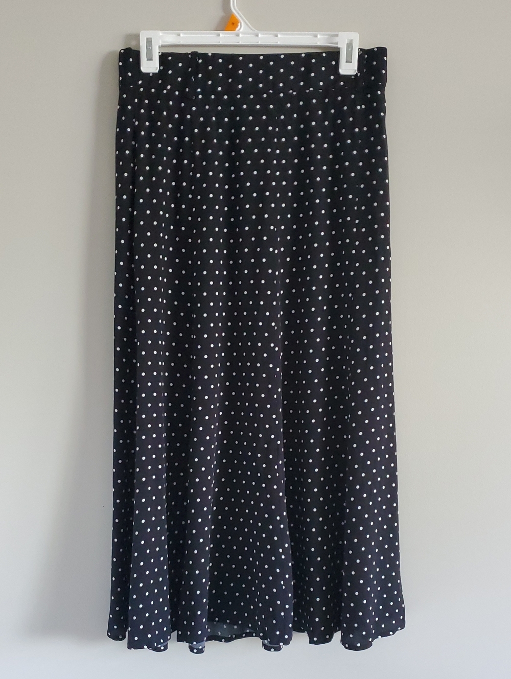 Elodie Black Maxi A Line Circle White Polka Dots Skirt Sz M Feminine Career